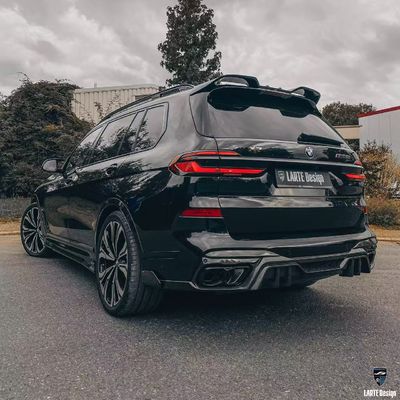 BMW X7 Fibra de carbono Body Kit X7 estilo LD difusor de lábio frontal de fibra de carbono Arco da roda do capô