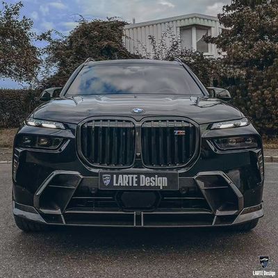 BMW X7 Fibra de carbono Body Kit X7 estilo LD difusor de lábio frontal de fibra de carbono Arco da roda do capô