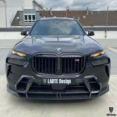 BMW X7 Fibra de carbono Body Kit X7 estilo LD difusor de lábio frontal de fibra de carbono Arco da roda do capô