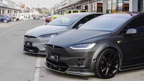 Tesla modelo X Fibra de Carbono Kit de corpo modelo X Fibra de Carbono difusor de lábio frontal Spoiler capô roda arco corpo largo kit