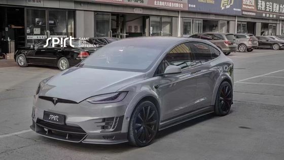 Tesla modelo X Fibra de Carbono Kit de corpo modelo X Fibra de Carbono difusor de lábio frontal Spoiler capô roda arco corpo largo kit