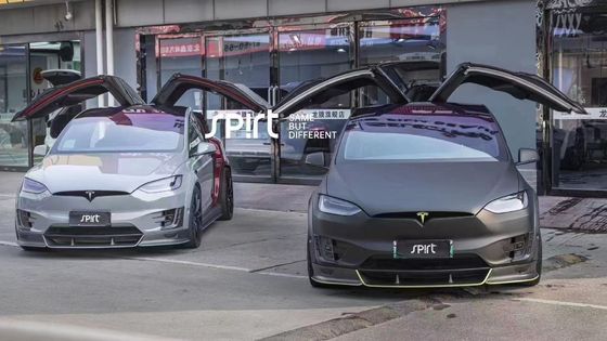 Tesla modelo X Fibra de Carbono Kit de corpo modelo X Fibra de Carbono difusor de lábio frontal Spoiler capô roda arco corpo largo kit