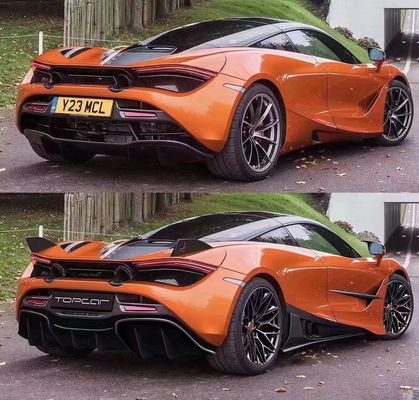 Kit de corpo de fibra de carbono de fibra de carbono para McLaren 720S 720 Upgraded TOPCAR estilo Frente pá traseira difusor Spoiler Cover