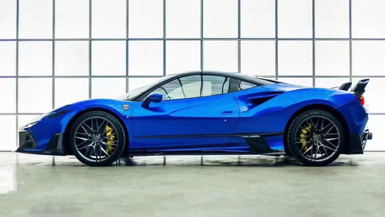 Ferraris F8 Azul F8 Estilo MSY Frente Bumper Lip Body Kit Spoiler Saias laterais