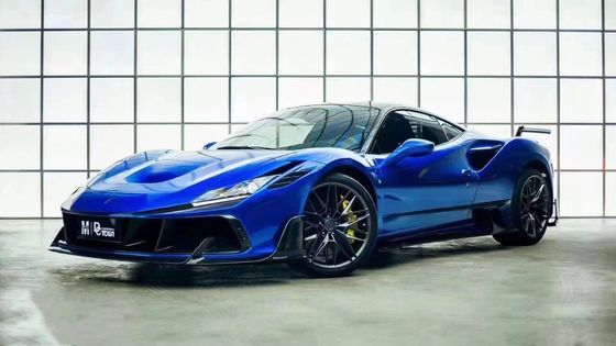 Ferraris F8 Azul F8 Estilo MSY Frente Bumper Lip Body Kit Spoiler Saias laterais