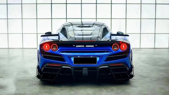 Ferraris F8 Azul F8 Estilo MSY Frente Bumper Lip Body Kit Spoiler Saias laterais