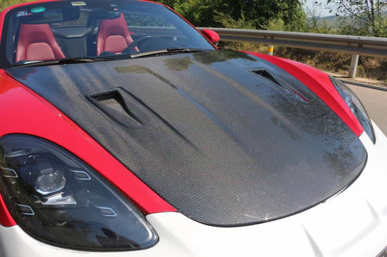 Cobertura de fibra de carbono de alta qualidade para Porsche 718 Boxster Cobertura de fibra de carbono do motor Hatch 718 Upgrade GT4