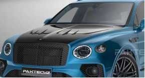 Auto Blue Bentley Bentayga Body Kit Widebody Fibra de Carbono Frente Lips Diffuser Wing Hood