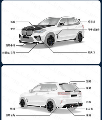 Peças para automóveis para BMW X5M F95 Kit de carroceria de fibra de carbono X5M F95 Kit de carroceria de spoiler de difusor de pá dianteira em estilo LD