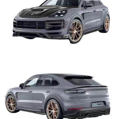 Para Porsche Cayenne Fibra de Carbono Kit Cayenne Fibra de Carbono Frente Difusor de Lábio Spoiler Alto Ala Hood saia lateral