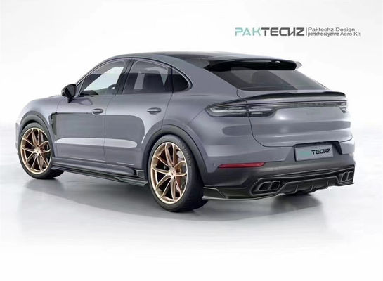 Para Porsche Cayenne Fibra de Carbono Kit Cayenne Fibra de Carbono Frente Difusor de Lábio Spoiler Alto Ala Hood saia lateral