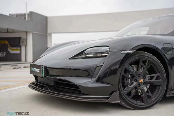 Kit de carroceria de fibra de carbono seca para Porsche Taycan Taycan Upgrade PAKTECHZ Style Kit de carroceria de espátula frontal difusora spoiler