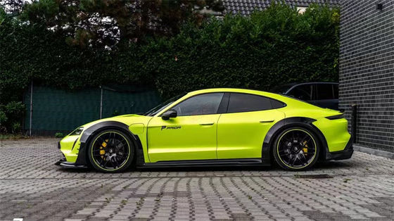 Para Porsche Taycan Kit de corpo largo Taycan Upgrades estilo PD Fibra de Carbono Lobo Fronteiro Diffuser Spoiler Lado saia Arco de roda