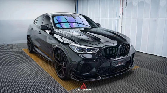 Para o BMW X6M F96 Kit de corpo de fibra de carbono X6M F96 Upgrades o estilo AE Fibra de carbono frontal da língua difusor spoiler