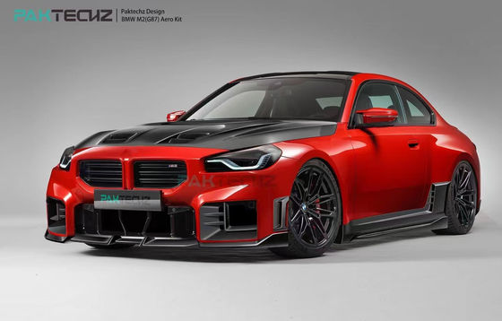 Para o BMW M2 G87 Kit de corpo de fibra de carbono M2 estilo Paktechz atualizado Fibra de carbono frontal de lábio difusor spoiler Hood
