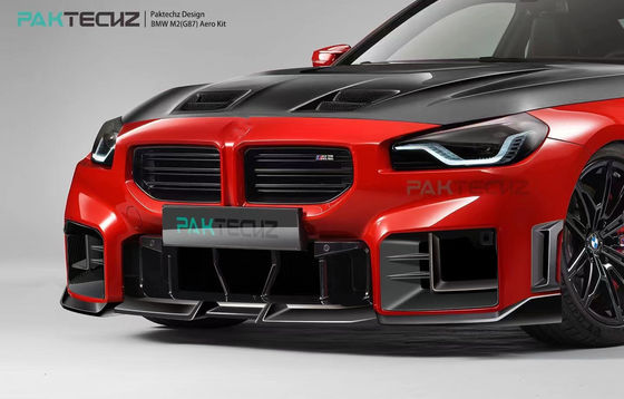 Para o BMW M2 G87 Kit de corpo de fibra de carbono M2 estilo Paktechz atualizado Fibra de carbono frontal de lábio difusor spoiler Hood