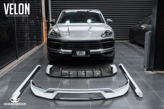 Substituição 2019 Porsche Cayenne Body Kit Side Skirts Fibra de Carbono Seca Diffuser Spoiler