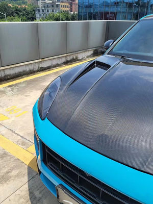 2019 Black Porsche Cayenne Body Kit TH Style Hood Motor Cover Fibra de Carbono Seca