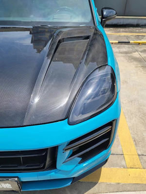 2019 Black Porsche Cayenne Body Kit TH Style Hood Motor Cover Fibra de Carbono Seca