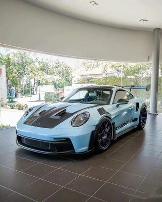 Blue Porsche Body Kit 992 GT3RS Estilo Capuz de Fibra de Carbono Seco