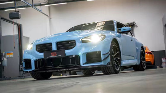 Para BMW M2 G87 Kit de corpo de fibra de carbono M2 G87 Upgraded AE Style Fibra de carbono frontal de lábio difusor spoiler Kit de corpo