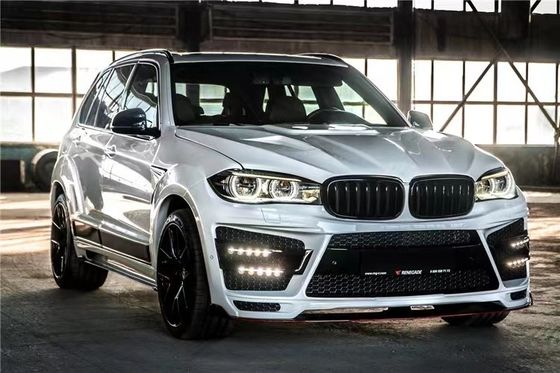 Para BMW X5 X5M Kit de carroceria larga X5 X5M Upgraded RD Fibra de carbono estilo Frente e traseiro tampão spoiler Hood Widebody Kit