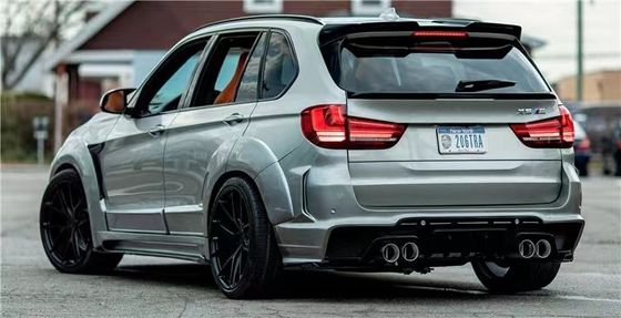 Para BMW X5 X5M Kit de carroceria larga X5 X5M Upgraded RD Fibra de carbono estilo Frente e traseiro tampão spoiler Hood Widebody Kit