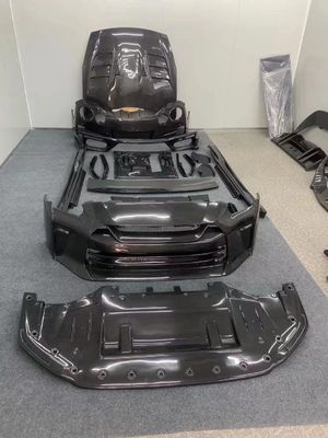 Para o Nissan GTR R35 Carbon Fiber Body Kit GTR Upgraded Top Style Carbon Fiber Frente e traseiro Bumper Side Skirt Spoilers