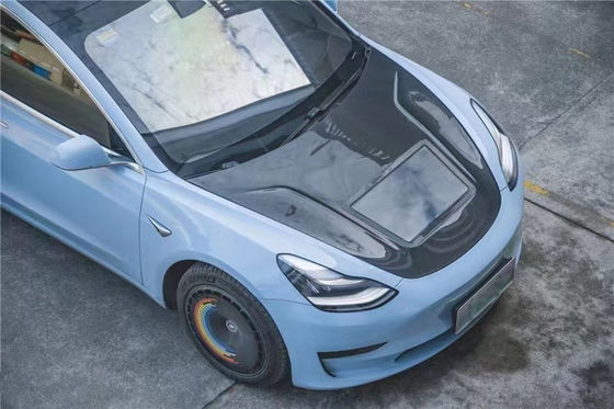 146cm Modelo 3 Tesla Body Kit Plástico Transparente Fibra de Carbono Capuz