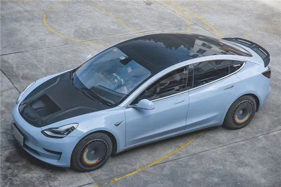 146cm Modelo 3 Tesla Body Kit Plástico Transparente Fibra de Carbono Capuz