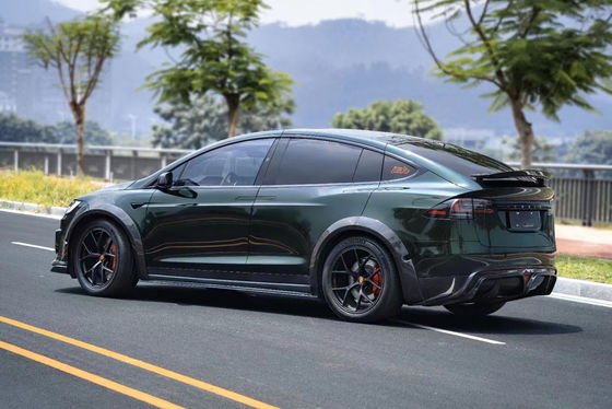 CMST Tesla Model X Body Kit Verde Escuro Kit Widebody Tesla 2023 Difusor de Lábios Frontais