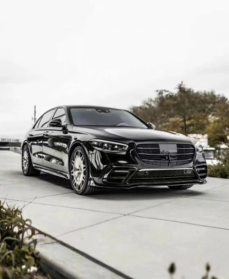 Para Mercedes Classe S W223 S400 S450 Kit de corpo de fibra de carbono W223 Maybach Modernizado BUS estilo frontal pá difusor spoiler