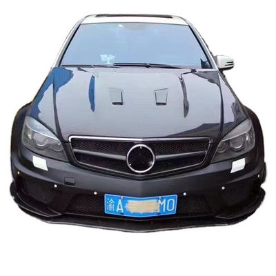 Para o Mercedes W204 C63 Body Kit W204 Upgraded Black Series Style Front e Rear Bumper Hood Widebody Kit